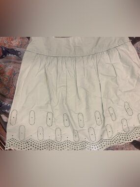 LOFT Light Mint Eyelet A-Line Skirt